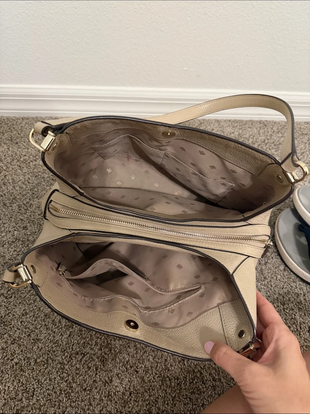 Kate Spade Cream Pebbled Leather Shoulder Bag